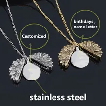 Personalized Sunflower sunshine Necklaces You are my sunshine Open Locket pendant