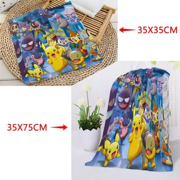 

Custom pokemon Printed Square Towels Microfiber Absorbent Quick-dry Towel cotton Kids Beathroom washcloth handkerchief
