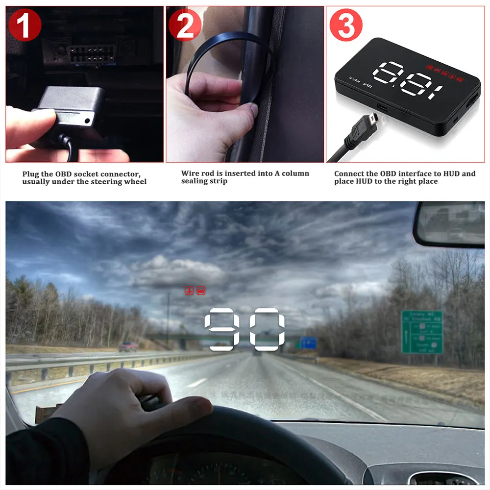 HUD Дисплей дисплей HUD приборная панель портативный дисплей HUD навигация Усталость вождения A1000 OBD Универсальный
