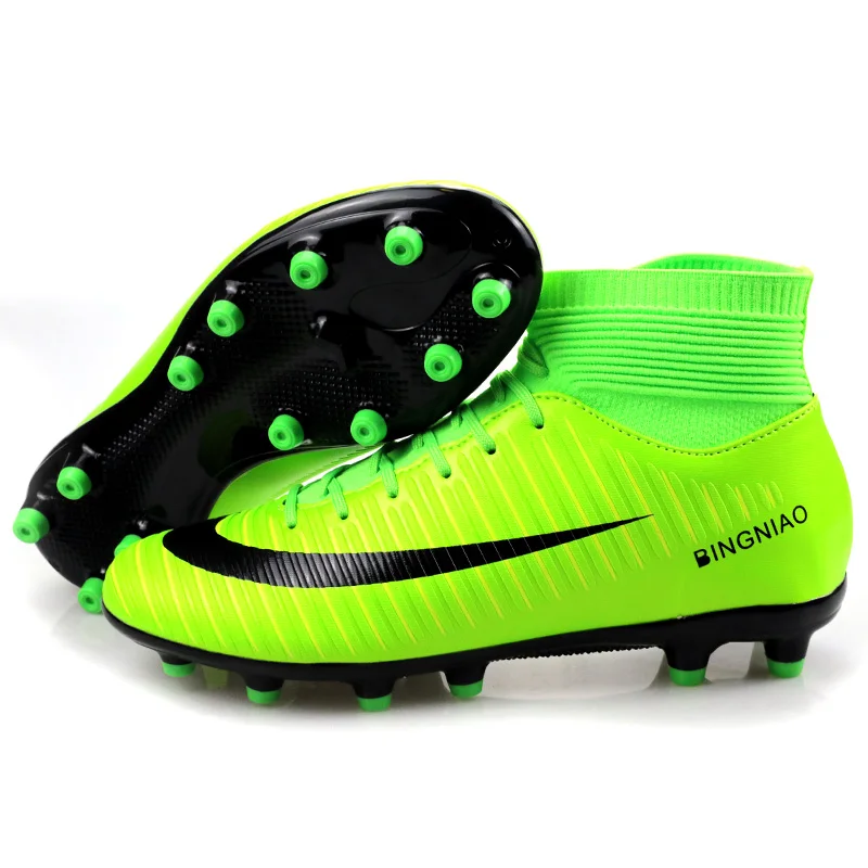 Уличные мужские футбольные туфли для мальчиков бутсы высокие детские спортивные