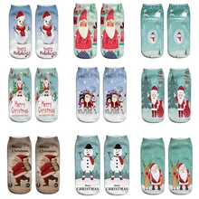 4 пары рождественских носков с 3d принтом женские повседневные милые короткие носки унисекс с Санта-Клаусом смешные носки Харадзюку Calcetines Mujer