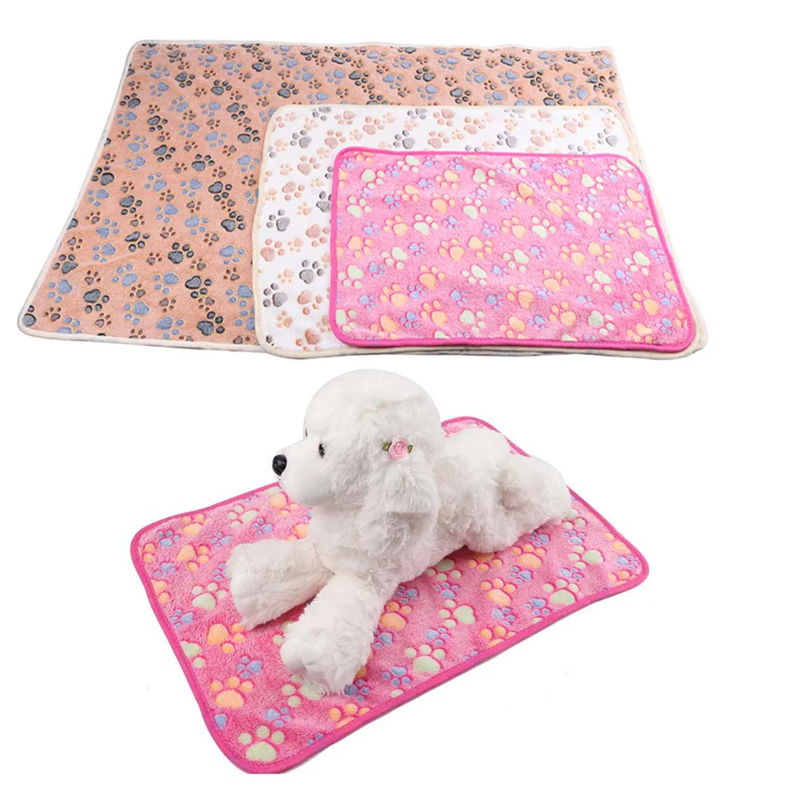

Autumn and winter dog cat blanket cute paw print blanket small medium dog cat warm sleep coral blanket