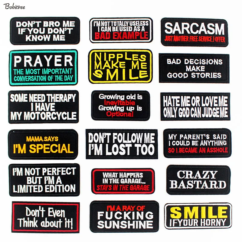 

Black White Letters Alphabet Words Iron on Patches Embroidered Badge DIY Stripes For Clothing Jacket Jeans Stickers