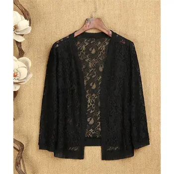 

New Spring Summer Women's Short Shawl Hollow Out Casual Lace Blusa Plus Size 6XL Match Strap Vestidos Fashion Cardigan Tops f828