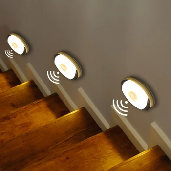 

6 Pcs Wireless Motion Sensor LED Under Cabinet Light Battery Powered Wardrobe Closet Smart Kitchen Cupboard Night Lamp