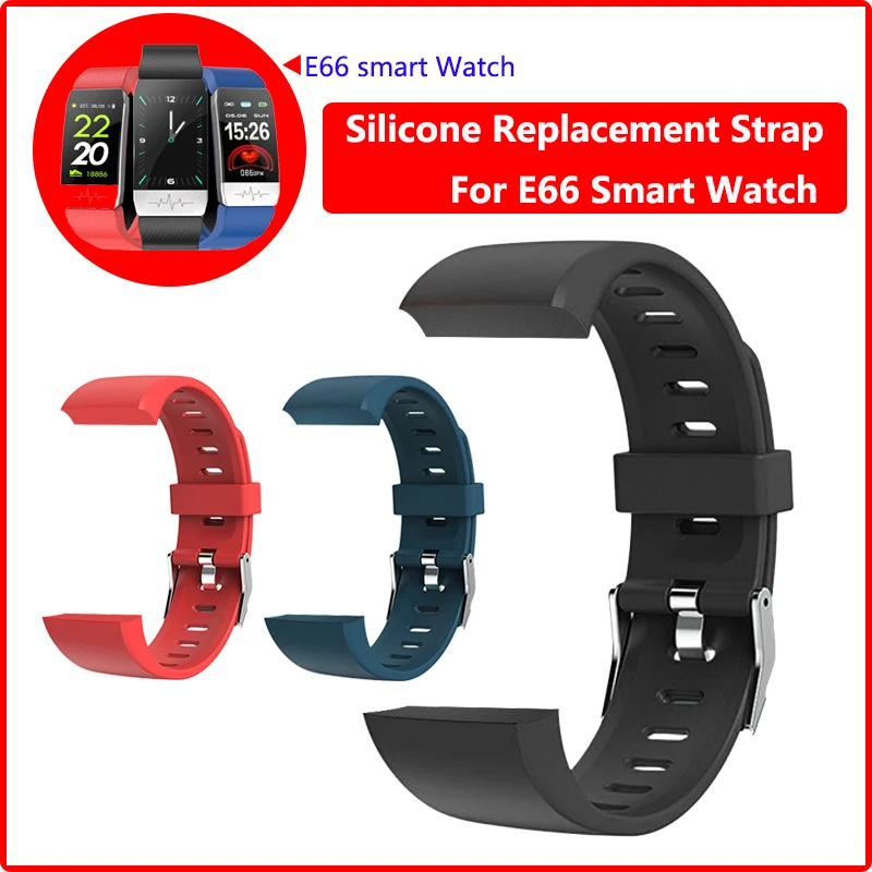 체온 스마트 워치용 실리콘 교체 벨트, E66 ECG 워치용 고무 팔찌 손목 스트랩
