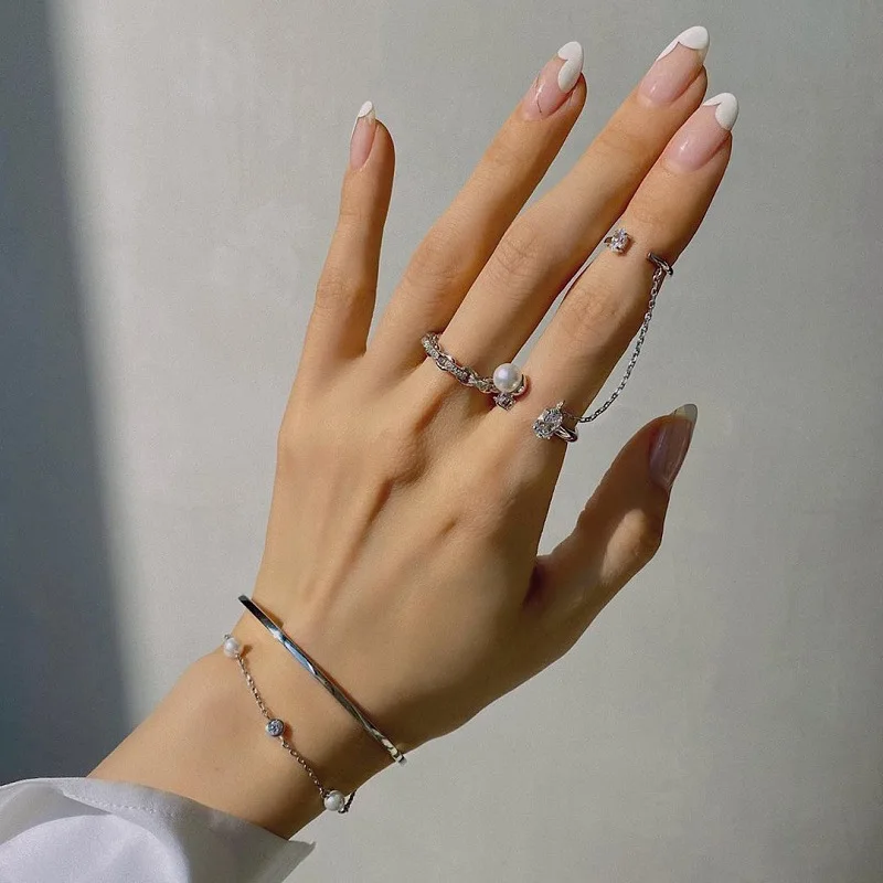 China barril Dardos Todorova Anillo de cóctel femenino delicado, anillo de doble dedo con  eslabones de perlas de circón, anillos de articulación ajustables para  mujer, joyería|Anillos| - AliExpress