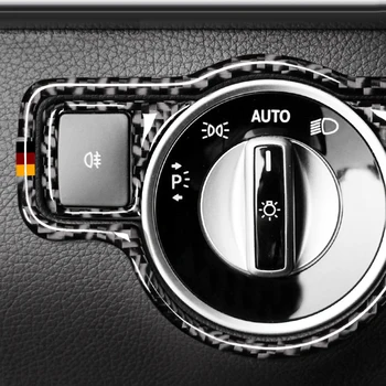 

For Mercedes Benz A B C E G Class CLA GLA GLE GLK GL GLS SL SLC 3pcs Carbon Fiber Headlight Switch Frame Cover Protective Trim