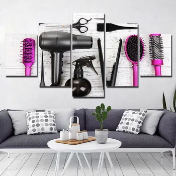 

5 Panel Hair Dressing Salon Wall Art Picture Home Decoration Canva Print Painting Posters Printed On Canvas Painting