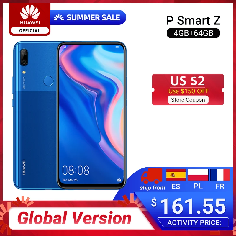 Мобильный телефон huawei P Smart Z с глобальной версией 4 ГБ 64 Kirin 710 NFC 16 МП двойная камера
