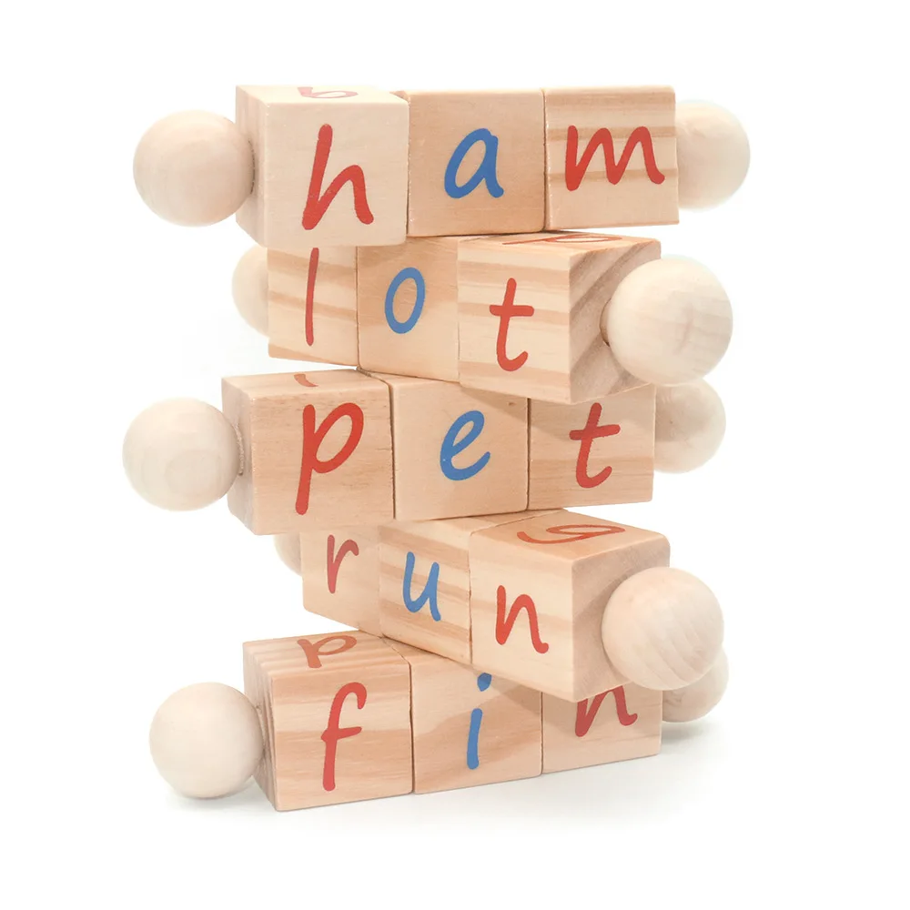 World Spelling Blocks Wooden Montessori Preschool Kids Toys Early Teaching 