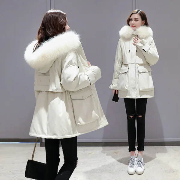 Brigos Mujer Invierno женские парки, Утепленное зимнее пуховое хлопковое пальто, женское длинное тонкое зимнее пальто с меховым воротником для женщин