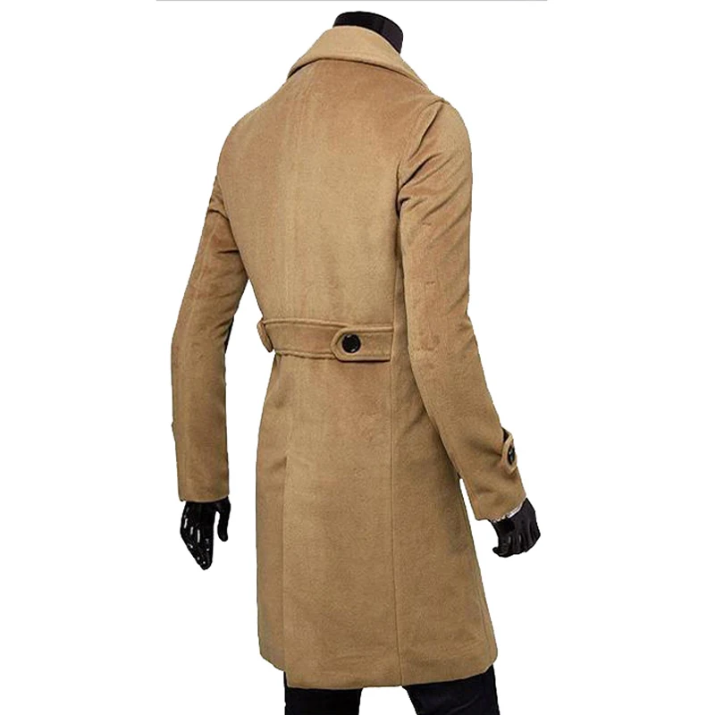 Зимнее шерстяное пальто, куртки из шерсти, Повседневный хлопковый приталенный плотный Тренч, длинное мужское пальто, верхняя одежда, casaco masculino, полупальто