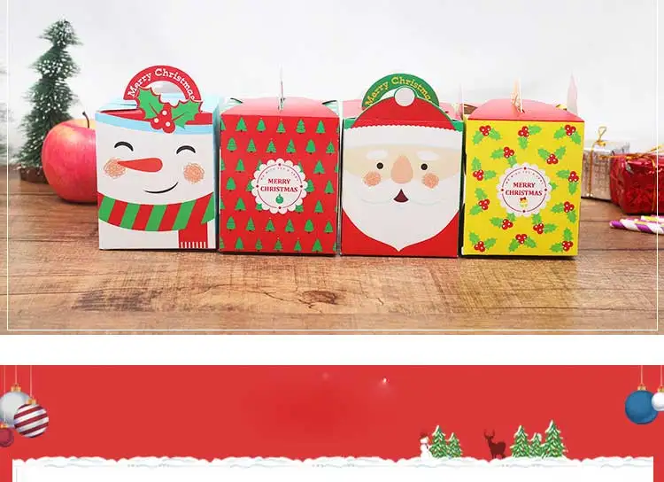 4 шт./компл. Merry Рождественская коробка для яблок сумка с изображением снеговика и рождественского Санты; Подарочная коробка Бумага Коробка Подарочная сумка Контейнер поставки с утолщённой меховой опушкой, Kerst