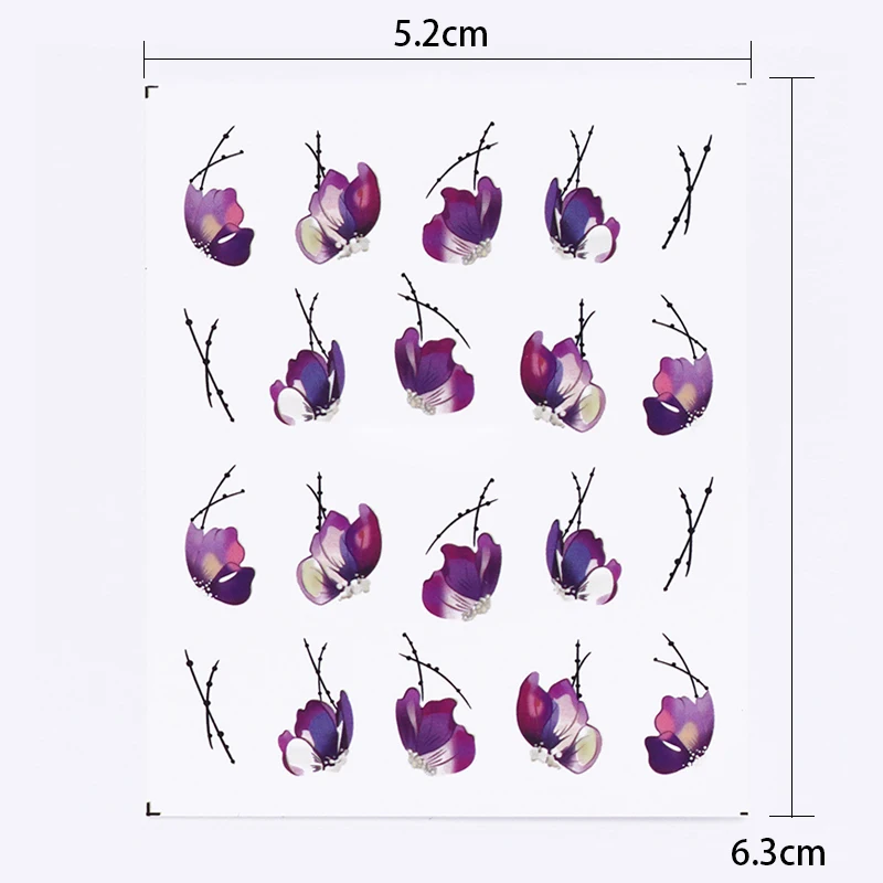 Фиолетовый цветочный дизайн ногтей Водные Наклейки цветок Роза геометрическая фигура лист дизайн ногтей перевод рисунка наклейки украшения дизайн наклейки
