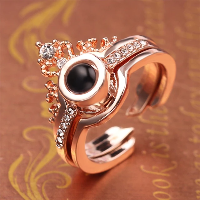 Cheaper Price 100 language i love you Rings Projection king queen crown ring  men woemn Valentine gift Fash Shipping - AliExpress