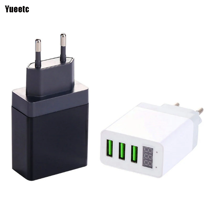 3 USB зарядное устройство для телефона, зарядное устройство для мобильного телефона, светодиодный дисплей, макс. 3 А, настенное зарядное устройство для ЕС и США, для samsung S8, Xiaomi 9, зарядное устройство, USB адаптеры