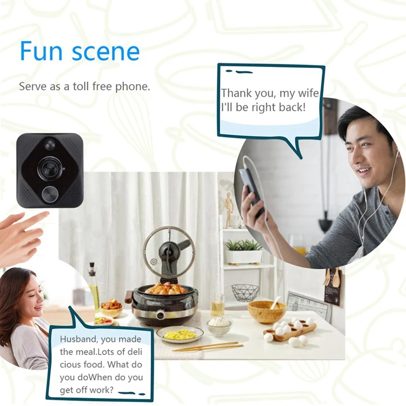 X6 Video Doorbell Hd 1080P 180 Degree Wifi Wireless Intelligent Intercom System Cloud Storage Alarm System Black Abs
