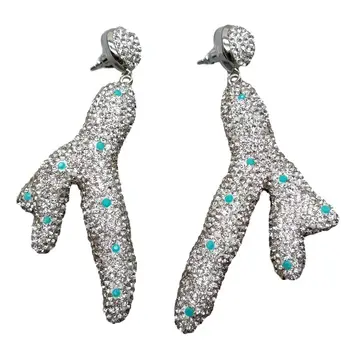 

Silver Gray Blue Rhinstone Pave Stud Earrings