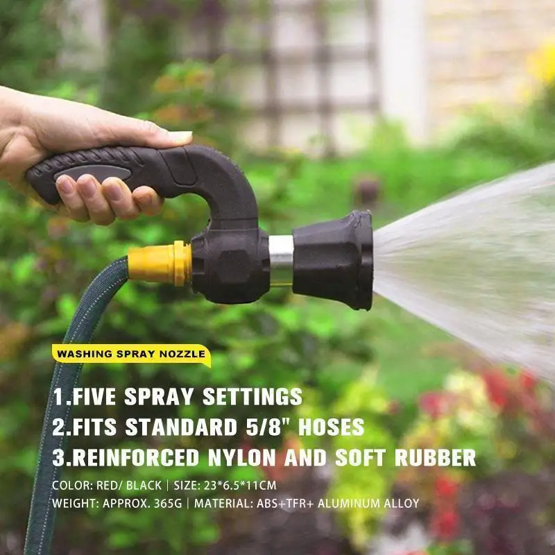 Functional Washing Spray Nozzle High Pressure Watering Gun For Car Garden Household Booster Watering Sprinkler Water Gun Black