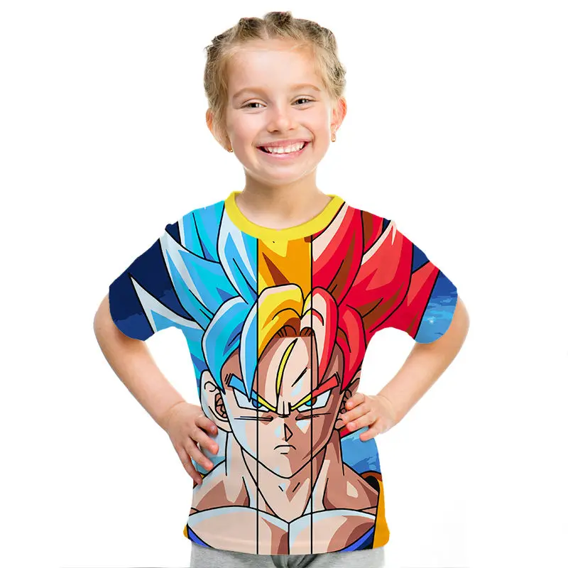 Футболка с Драконий жемчуг одежда для родителей и детей с 3d принтом Z Goku детская повседневная одежда в уличном стиле с принтом из мультфильмов для мальчиков и девочек, забавный летний топ