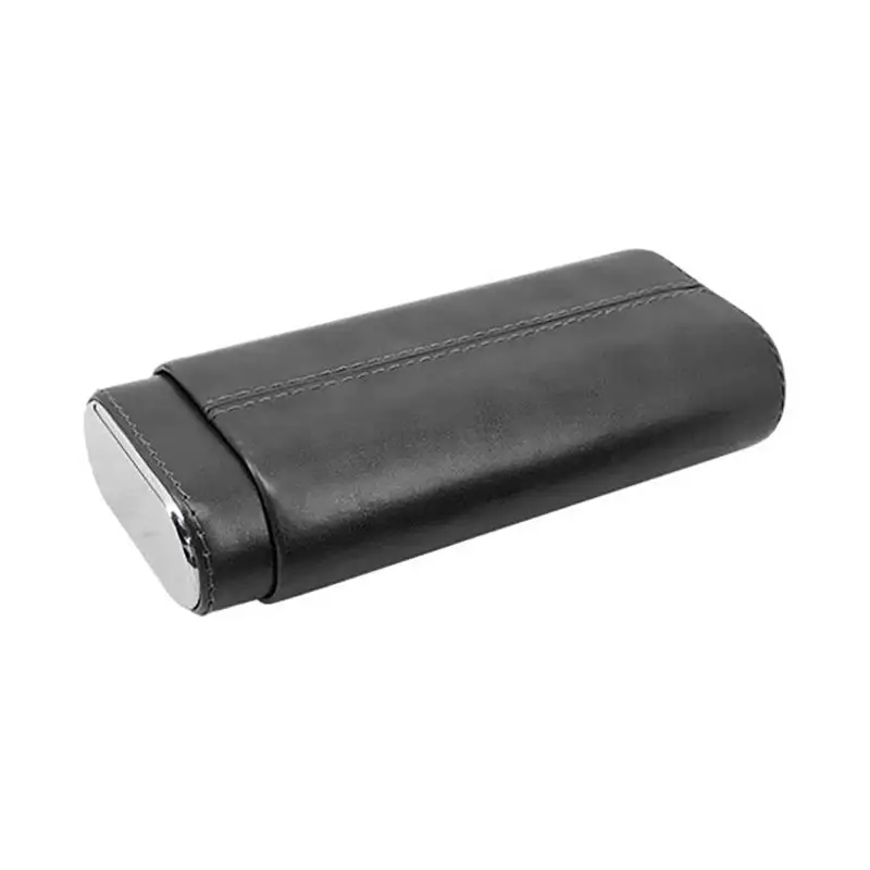 Черный Подлинный кожаный сигарный хьюмидор чехол для Cohiba зажигалка для сигар резак пепельница Портативный сигары дорожная сумка Подарочная коробка - Цвет: Черный