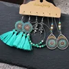 Vintage grand rond multicolore perlé boucles d'oreilles ensemble pour femme ethnique Boho gland plume longue capteur de rêves boucles d'oreilles bijoux ► Photo 2/6