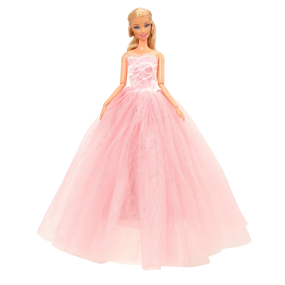 Fashion Handmade Doll accessories Toys For Children Pink Bride Wedding Party Dress Clothes Suit For Barbie Dressing make up game