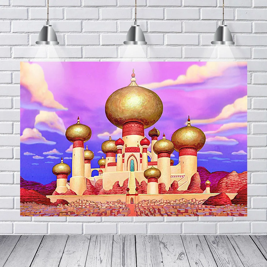 

Photography Backdrops Gold Aladdin Palace Castle Pillars Hall Passage Entrance Custom Photography Studio Background Backdrop