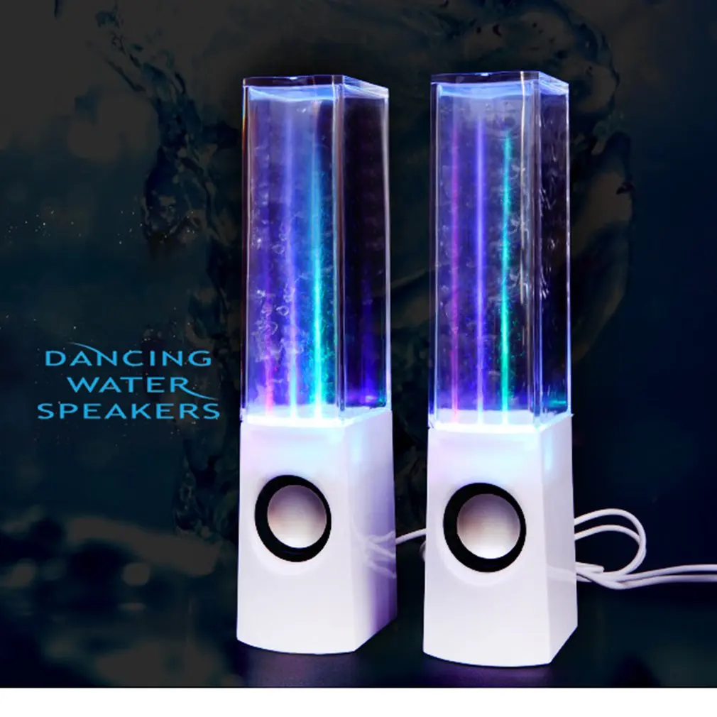 LED Light Dancing Water Speakers Music Fountain Light Speakers for PC Laptop Phone Portable Desk Stereo Water Dancing Speaker