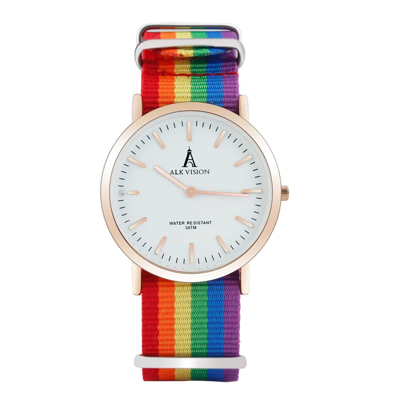 ALK Pride LGBT мужские часы с нейлоновым радужным ремешком наручные простые холщовые