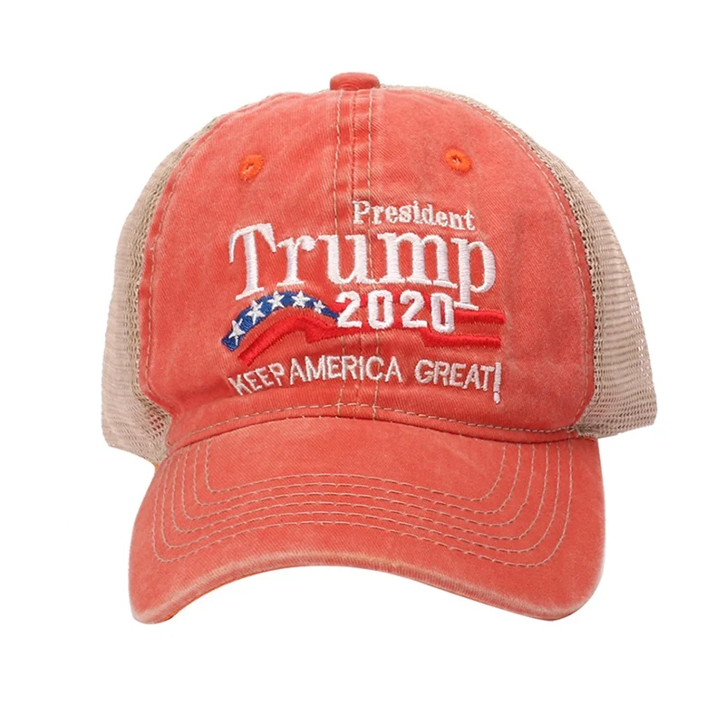 Промытый вышитый сетчатый головной убор уличная одежда с регулируемой застежкой сзади американский президент предвыборная шапка