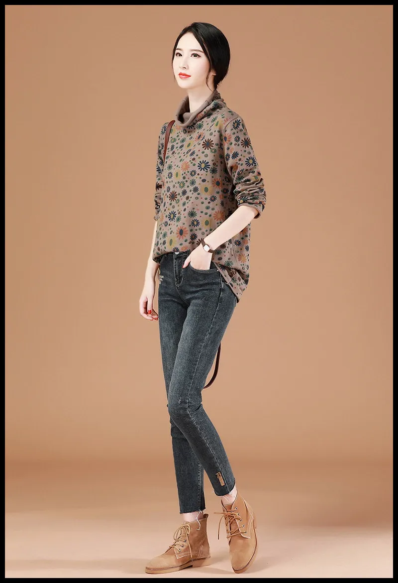High-grade new women's retro pattern design casual all-match comfortable soft breathable fashion no-iron flower pattern pullover High-grade new women's retro pattern design casual all-match comfortable soft breathable fashion no-iron flower pattern pullover