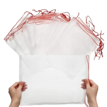 

Garden Netting Bags, Fruit Protect Bags 100 Pack 9.8X13.7 Inch Nylon Net Barrier Bag with Drawstring for Protecting Plant