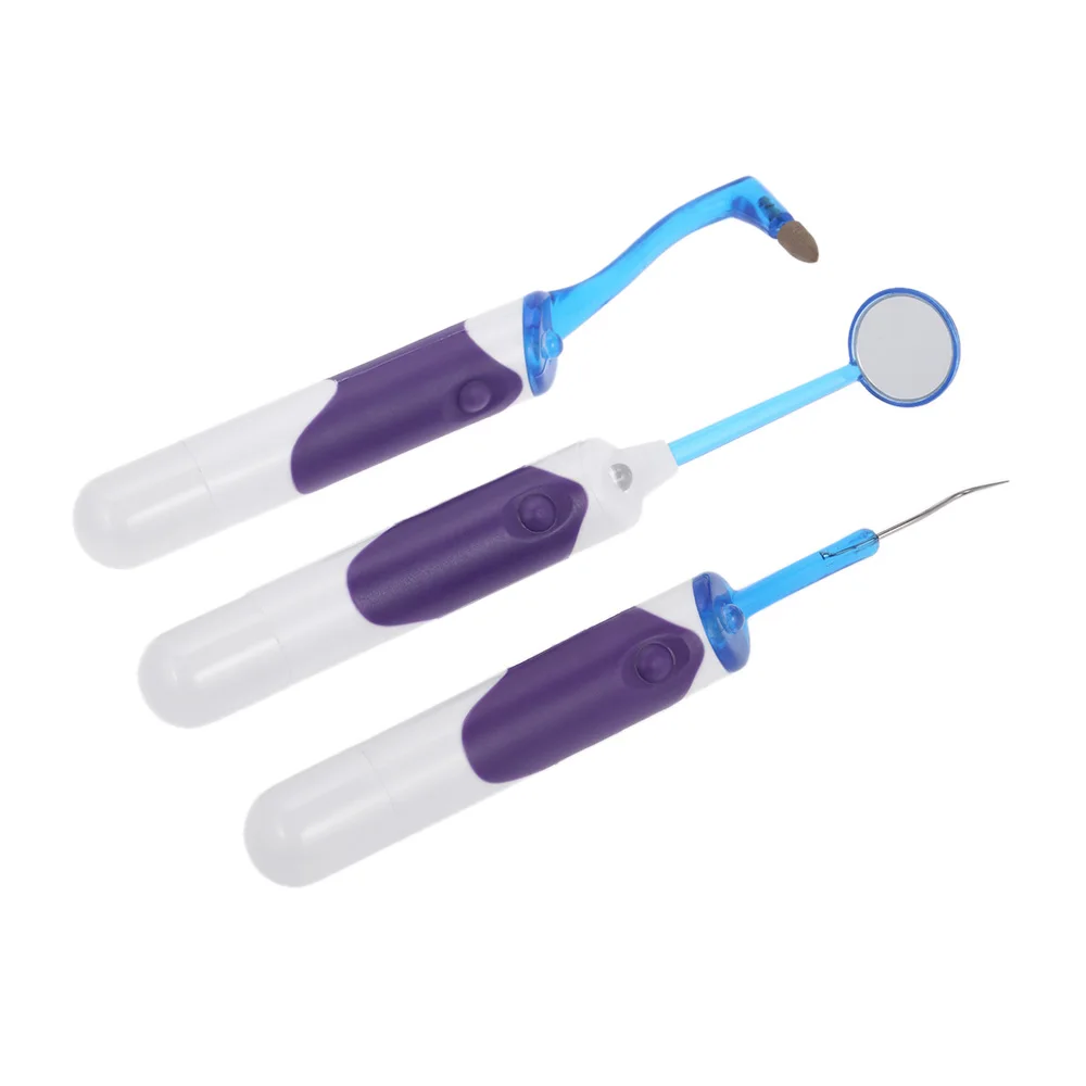 

3 in 1 Oral Teeth Cleaning Kit LED Dental Mirror Tooth Stain Eraser Plaque Remover Teeth Whitening Oral Hygiene Care Tools