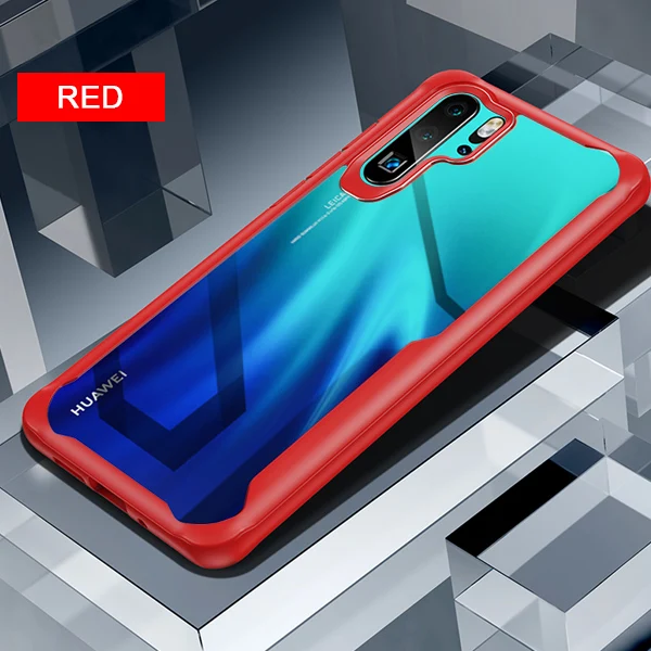 Жесткий Мягкий силиконовый прозрачный чехол для huawei mate 20 10 P30 P20 Pro Lite Nova 4 3 3i Honor 8X Max 20 10 Lite View 20 - Color: Red Edge