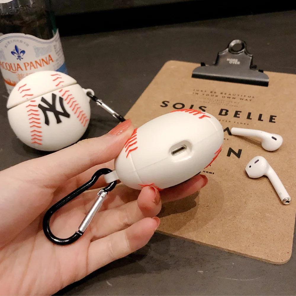 3D мультяшный бейсбольный чехол Защитный кожаный чехол для Airpods силиконовый чехол для наушников для Airpods Беспроводная bluetooth-гарнитура