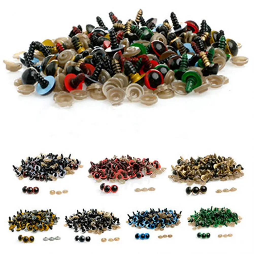 100 Pcs 8-20mm Plastic Safety Eyes for Teddy Bear Doll Animal Puppet Craft DIY Plastic Safety Eyes Puppet Craft DIY Craft DIY