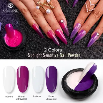 

SAVILAND Sunlight Sensitive Nail Powder Newest Summer Style Sun Chameleon UV Light Long Lasting DIY Nail Art Decoration Tools