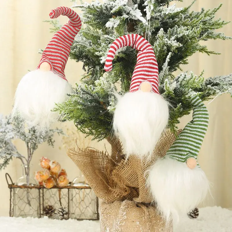 Gnome ночник Полосатый шляпа дизайн плюшевый шведский Санта Рождественский подвесной кулон праздничное освещение украшение Ozdoby Swiateczne