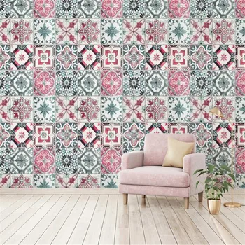 

Large 3D wallpaper mural custom European retro tile pop style ethnic pattern background wall painting
