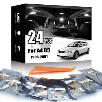 

KAMMURI 24Pcs Error Free Canbus For Audi A4 S4 RS4 B5 Sedan Wago LED Interior Footwells Door License Plate Light Kit (1996-2001)