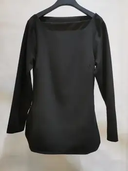 

Women's Black Slash Neck Blouse Long Sleeve Slim Lady Casual Tops 2020 New