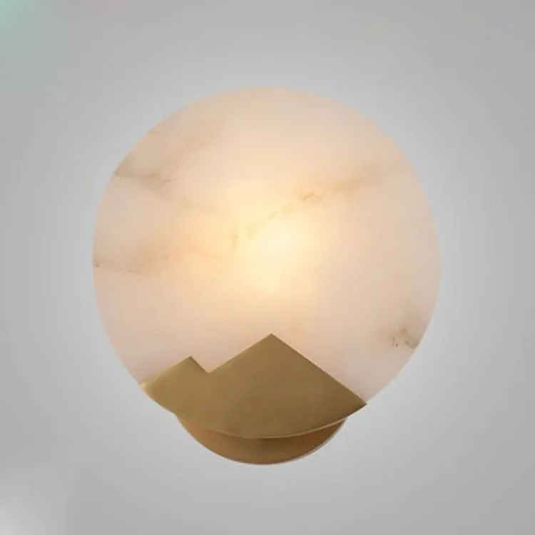 

Post-modern Round Marble Golden Wall Bedroom Wall Decoration Creative Bedside Lamp American Minimalist Corridor Small Wall Lamp