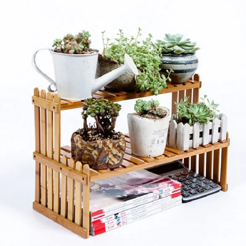 Полка для растений, подставка для цветов, Бамбуковая деревянная стойка для хранения, органайзер для сада