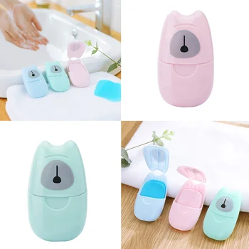 

50pcs Outdoor Travel Disposable Soap Paper Hand Washing Portable Mini Bath Clean Box Paper Soap Sheets