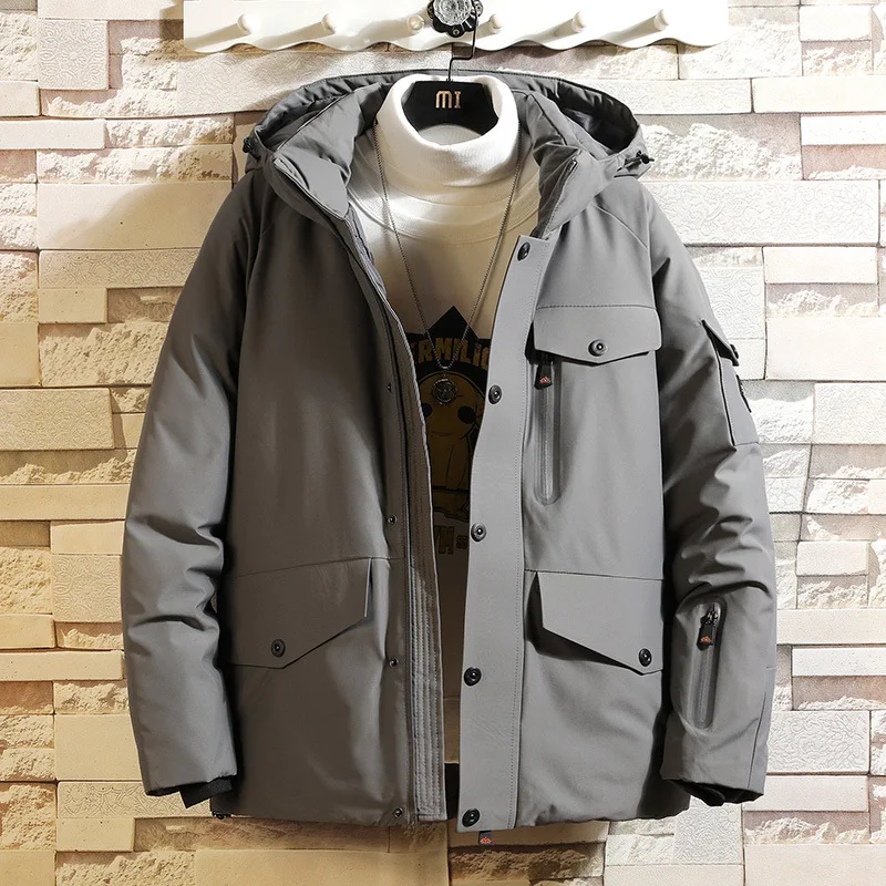 Новая мужская куртка на молнии, Модная хлопковая стеганая куртка на пуговицах с капюшоном и карманами, зимнее пальто, M-3XL