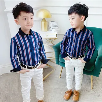 

90-140cm height new 2019 autumn fashion style boys striped shirt 1pc kids shirt boys spring shirt children clothing