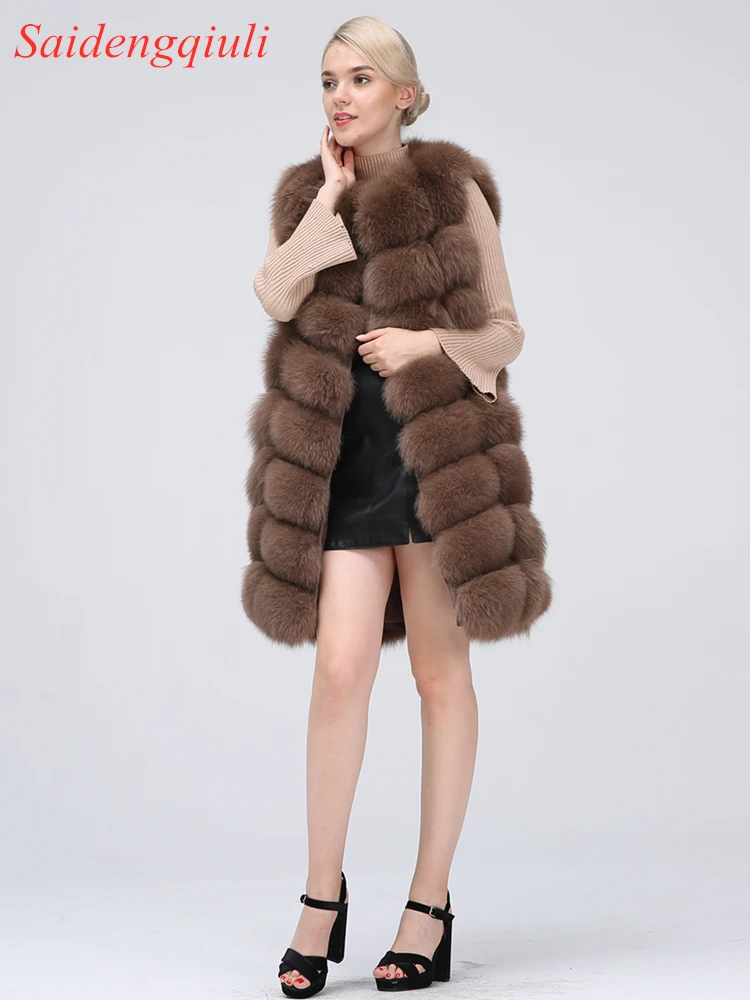 Натуральный меховой жилет из лисы, меховое пальто для куртки, женские пальто, жилет, длинные меховые пальто, пальто из натурального меха, Лисий жилет, куртка