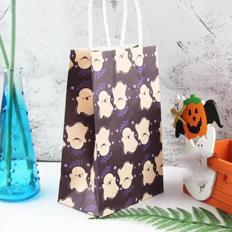 

1pc Halloween Gift Bag Paper Bag Festival Ghost Gift Bag Cartoon Pumpkin Handbag Candy Lollipop Gift Bag Package Supplies